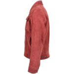 Mens Real Suede Trucker Harrington Jacket Dary Infinite Burgundy - Image 5