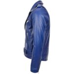Men's Leather Jacket Casual Stylish Royal Blue Biker Jacket - Image 5