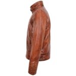 Mens Leather Sherpa Lined Jacket Alfie Zenith Brown - Image 5