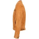 Mens Real Suede Trucker Harrington Jacket Daryl Dynamo Tan - Image 5