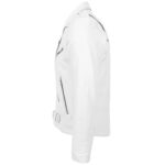 Men’s White Leather Biker Jacket Heavy Duty - Image 5