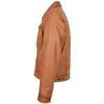 Mens Genuine Leather Lee Rider Terry Style Trucker Jacket - Image 6