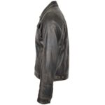 Men’s Black Rub Off Leather Biker Jacket - Image 5