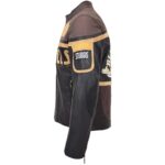 Men's Racing Badges Leather Jacket – Brown - Image 5