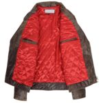 Men’s Biker Vintage Distressed Brown Leather Jacket - Image 6