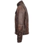 Mens Leather Urban Biker Style Jacket Hugo Zenith Brown Vintage - Image 5