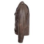 Mens Leather Biker Jacket Cross Zip Brando Style - Image 4