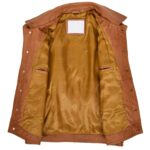 Mens Genuine Leather Lee Rider Terry Style Trucker Jacket - Image 5
