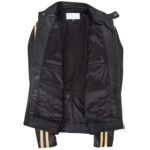 Real Leather Biker Jacket with Racing Stripes Clyde Black - Image 6
