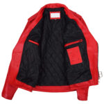 Men's Red Biker Jacket 100% Real Leather Lambskin - Image 6
