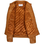 Mens Real Leather Biker Jacket Cafe Racer in TAN - Image 6