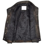 Men’s Black Rub Off Leather Biker Jacket - Image 6