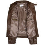 Mens Real Leather Biker Jacket Quilt Detailing Jackson Brown - Image 6