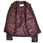 Men's Sheepskin Leather High Quality Jacket Brown Biker - Image 6