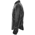 Men's Black Sheepskin Leather Western Shirt - Image 5