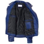 Men's Leather Jacket Casual Stylish Royal Blue Biker Jacket - Image 6