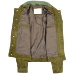 Mens Real Suede Trucker Harrington Jacket Daryl Aurora Green