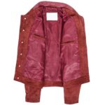 Mens Real Suede Trucker Harrington Jacket Daryl Infinite Burgundy