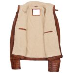 Mens Real Leather Sherpa Lined Jacket Alfie Zenith Brown