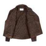 Mens Leather Biker Jacket Cross Zip Brando Style - Image 5