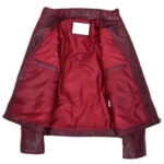 Men Leather Puffer Jacket fully Padded with hood RED - Image 6
