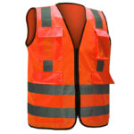 Bright Hi-Vis Safety Vest Backside Cross Reflectives Zipper - Image 2