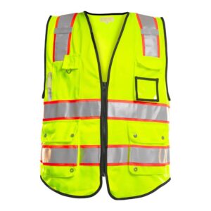 3M High Visibility 10 Pockets Class 2 Safety Vest for Men – Yellow (Orange Strips) | Dedo Sports