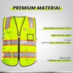 3M High Visibility 10 Pockets Class 2 Safety Vest for Men – Yellow (Orange Strips) | Dedo Sports - Image 2