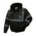 Hi Vis Reflective Black Jacket for Men Waterproof Safety Jacket