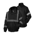 High Visibility Winter Black Bomber Jackets Zip Out Fleece Liner