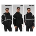 High Visibility Winter Black Bomber Jackets Zip Out Fleece Liner - Image 2