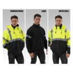 High Visibility Winter Bomber Jackets Zip Out Fleece Liner Reflective Safety Coats - Image 2