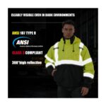 High Visibility Winter Bomber Jackets Zip Out Fleece Liner Reflective Safety Coats - Image 3