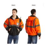 High Visibility Reflective Jackets for Men | Waterproof Class 3 Safety Jacket with Pockets | Hi Vis Orange Coats with Black Bottom - Image 2