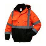 High Visibility Reflective Jackets for Men | Waterproof Class 3 Safety Jacket with Pockets | Hi Vis Orange Coats with Black Bottom