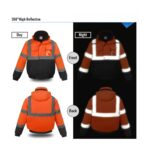 High Visibility Reflective Jackets for Men | Waterproof Class 3 Safety Jacket with Pockets | Hi Vis Orange Coats with Black Bottom - Image 3