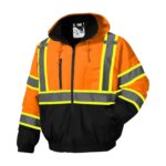 High Visibility Reflective Jackets for Men | Waterproof Class 3 Safety Jacket with Pockets | Hi Vis Orange Coats with Black Bottom | Mens Work Construction Coats for Cold Weather