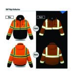 High Visibility Reflective Jackets for Men | Waterproof Class 3 Safety Jacket with Pockets | Hi Vis Orange Coats with Black Bottom | Mens Work Construction Coats for Cold Weather - Image 3