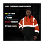 3-in-1 hi-vis winter bomber jacket zip-out fleece waterproof Class-3 orange 3XL men’s - Image 3