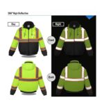 High Visibility Reflective Jackets for Men, Waterproof Class 3 Safety Jacket with Pockets, Hi Vis Yellow Coats with Black Bottom, Mens Work Construction Coats for Cold Weather, 3XL,Yellow | Dedo Sports - Image 3