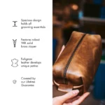 Leather Toiletry Bag - Natural