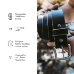 1.5" Universal Leather Belt - Black - Image 5