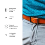1" Handcrafted Conway Belt - English Tan - Image 5