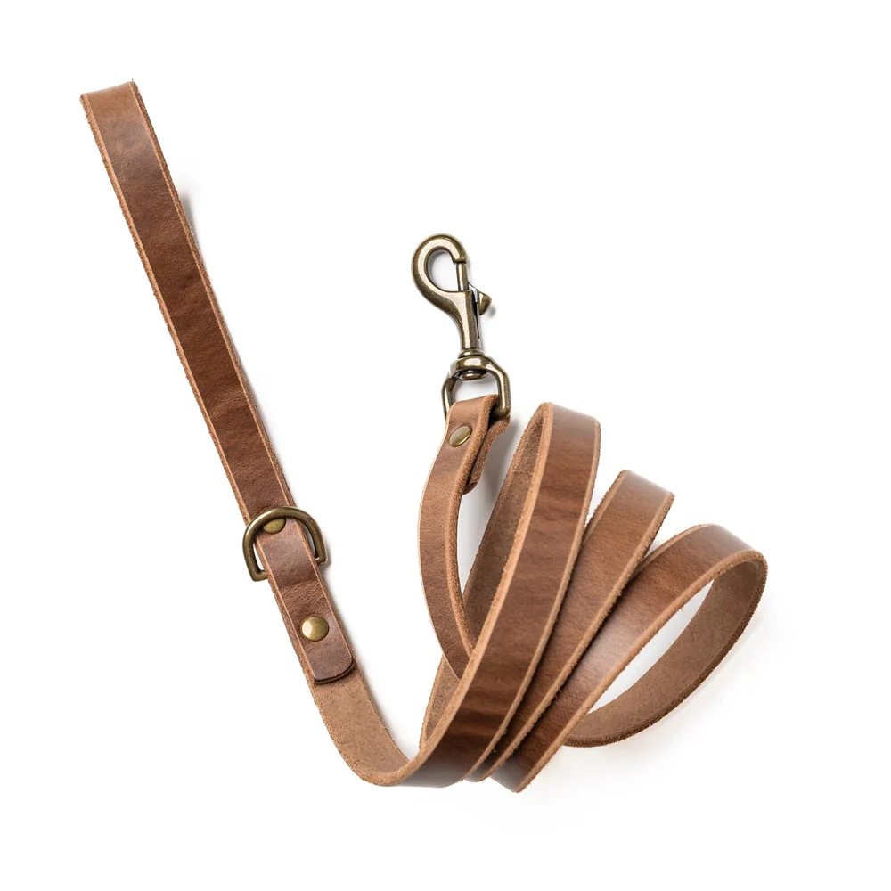 Leather Dog Leash - Natural Leather Dog Leash - Natural