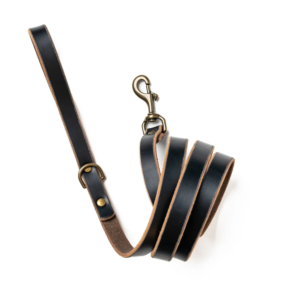 Leather Dog Leash - Black Leather Dog Leash - Black