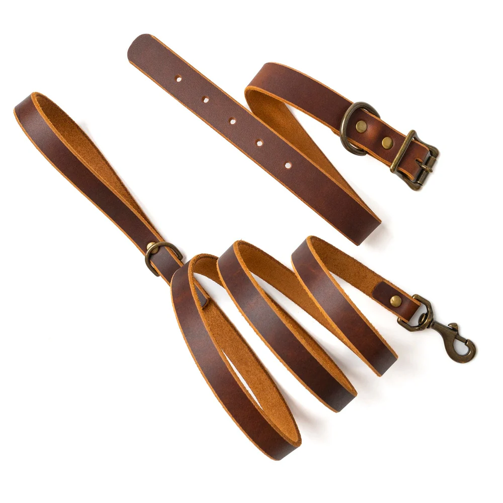 Matching Dog Collar & Leash Bundle - Heritage Brown Matching Dog Collar & Leash Bundle - Heritage Brown