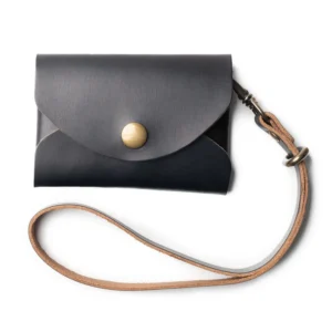 Women Leather Envelope Pouch - Black