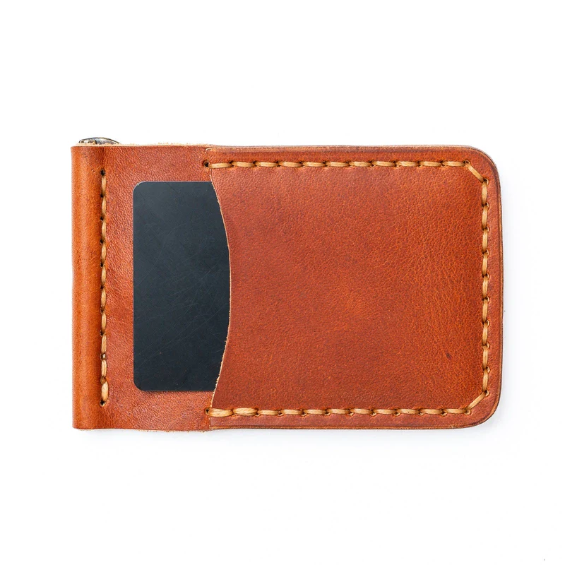 leather-long-wallet-heritage-brown-dedo-leather (240) Leather Money Clip Wallet - English Tan - Image 1