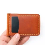 Leather Money Clip Wallet - English Tan - Image 2