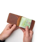 Leather Money Clip Wallet - English Tan - Image 3